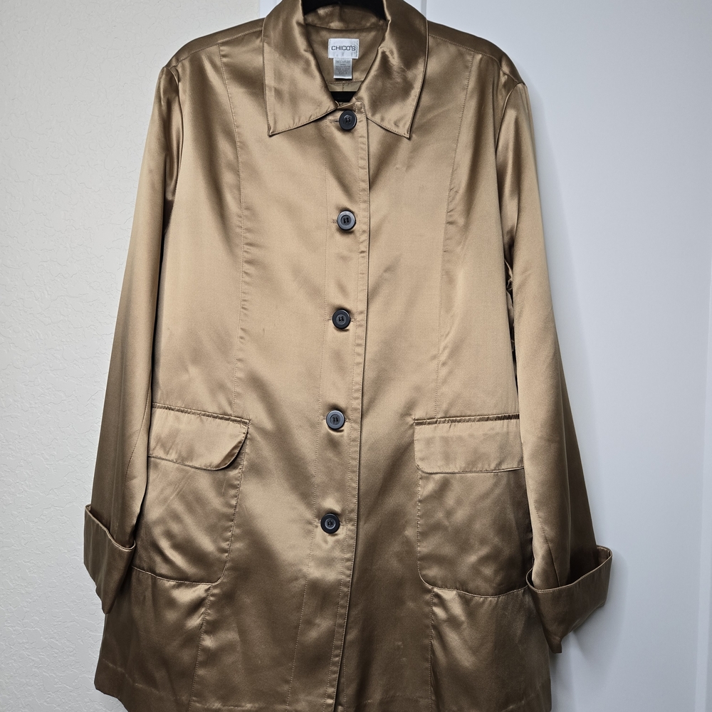 Chico's Women's Gold Silk Coat